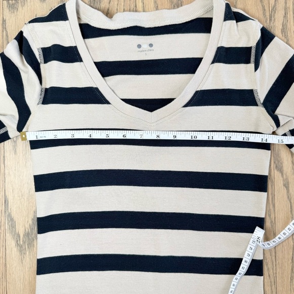 Three Dots Women’s Long Sleeve V-neck Striped 3/4 Sleeve Cotton Shirt Size Small - Picture 11 of 14